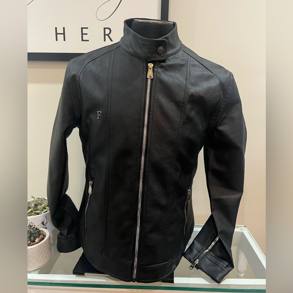 Women’s Black Faux Leather Motorcycle Jacket